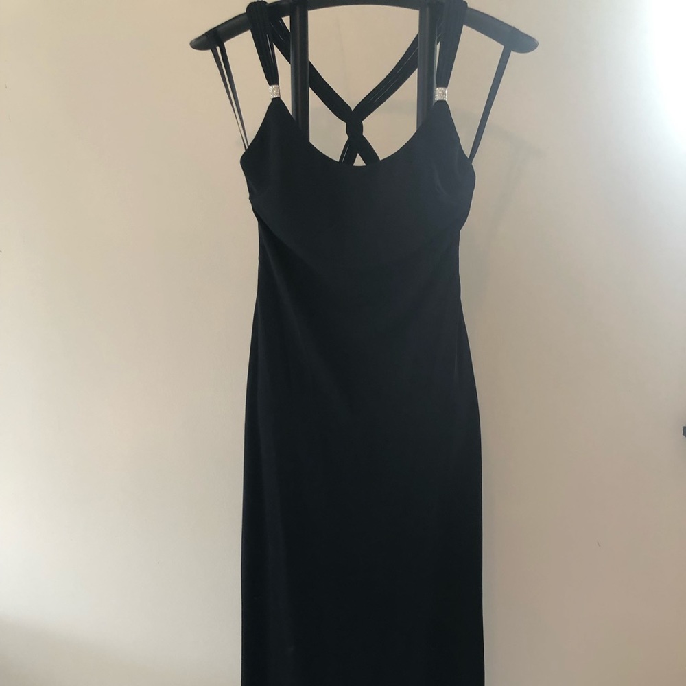 Long black tie dress